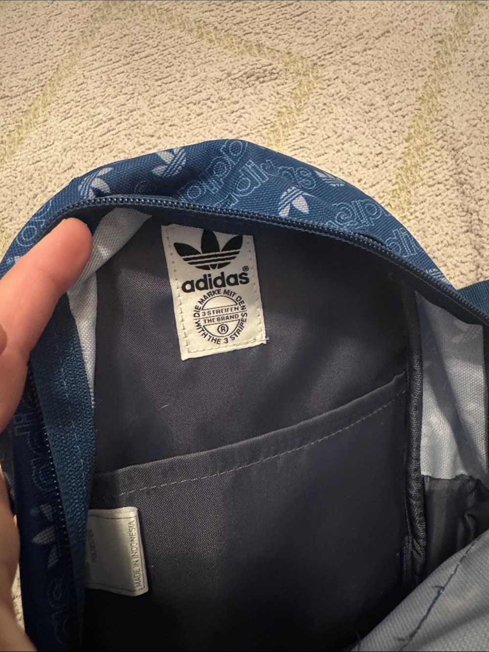 Adidas Originals Mini Backpack Blue Trefoil Logo Festival Sling Bag - Picture 2 of 4